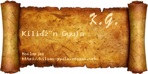 Kilián Gyula névjegykártya