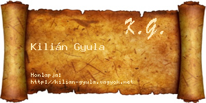 Kilián Gyula névjegykártya